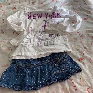 Bundle of jean skirt and shirt